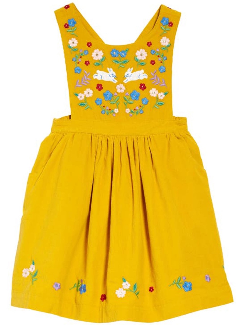 Mini Boden cotton Corduroy Pinafore Dress Honey Comb Yellow msrp$75